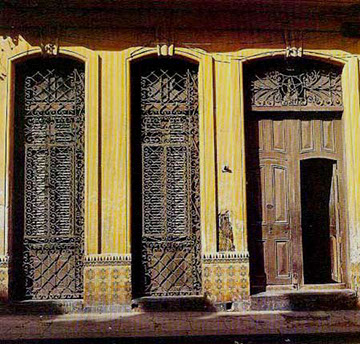 Ornate doorways on a Cuban street